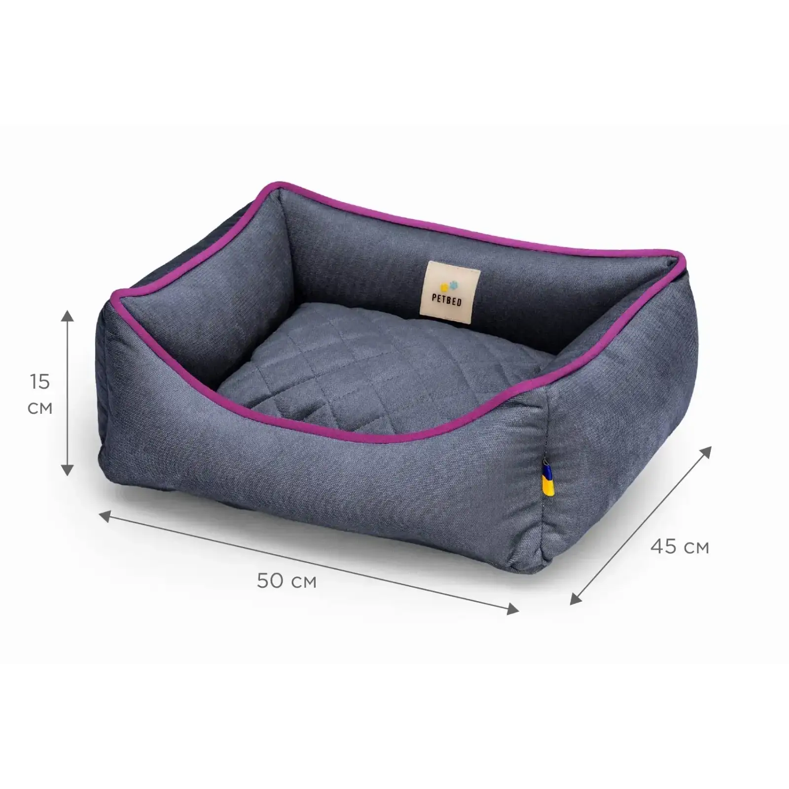 Лежак Petbed Лакки XS 50x45см h-15см Темно-серый+кант сиреневый