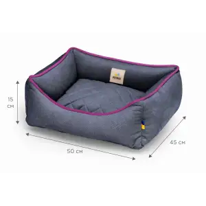 Лежак Petbed Лакки XS 50x45см h-15см Темно-серый+кант сиреневый