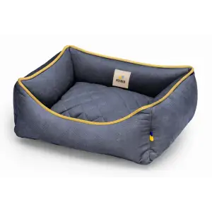 Лежак Petbed Лаккі XS 50x45см h-15см Темно-сірий+кант жовтий