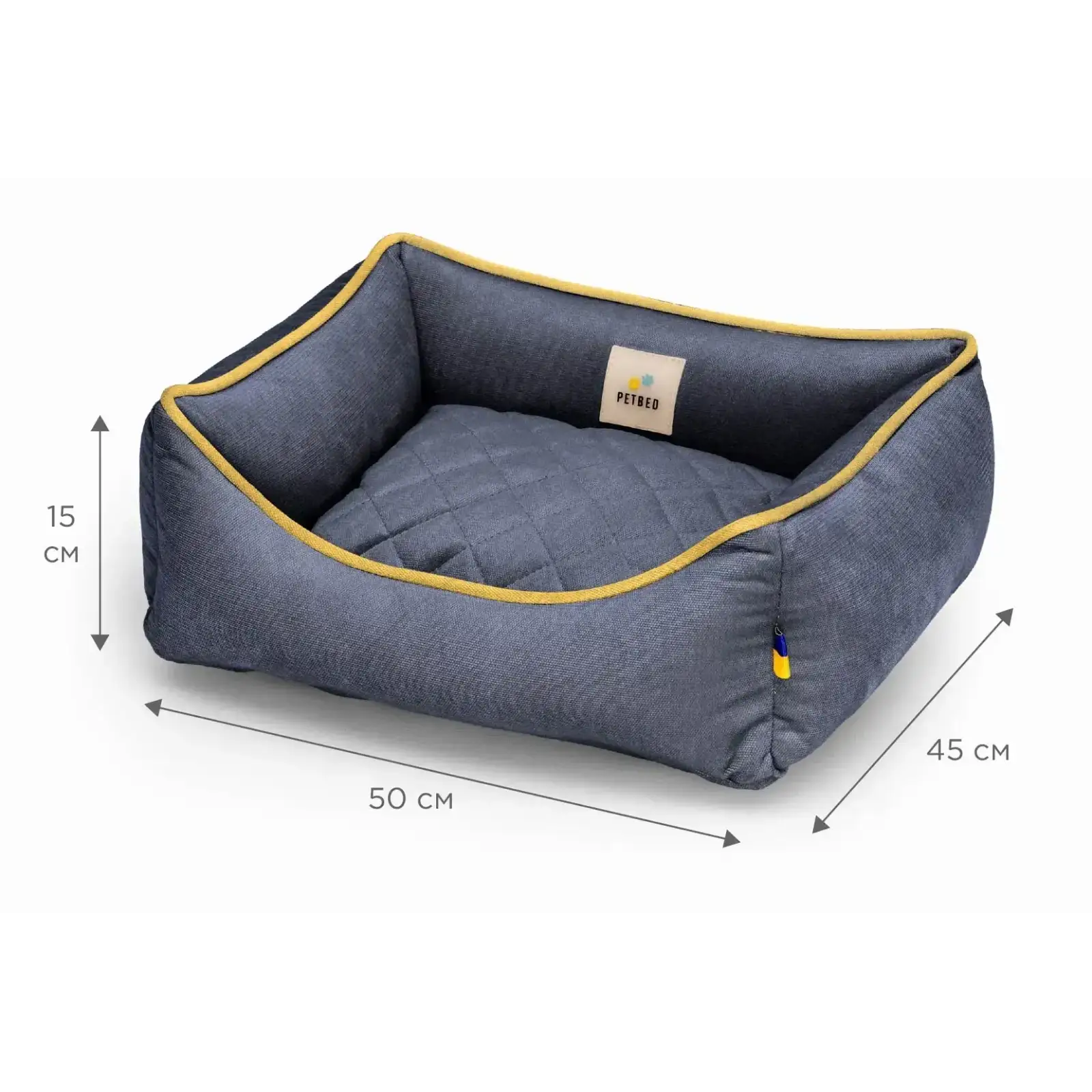 Лежак Petbed Лаккі XS 50x45см h-15см Темно-сірий+кант жовтий