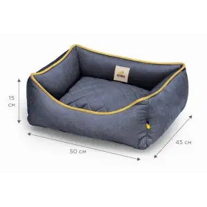 Лежак Petbed Лаккі XS 50x45см h-15см Темно-сірий+кант жовтий