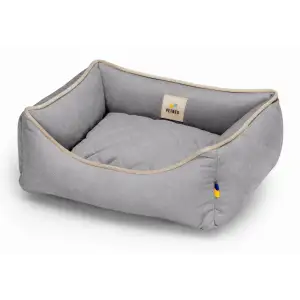 Лежак Petbed Лаккі XS 50x45см h-15см Сірий+кант беж