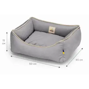 Лежак Petbed Лаккі XS 50x45см h-15см Сірий+кант беж