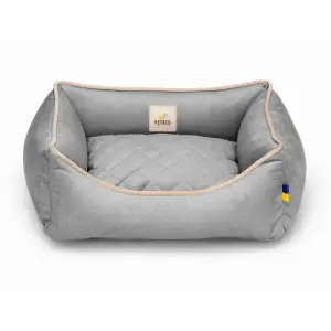 Лежак Petbed Лаккі XS 50x45см h-15см Сірий+кант беж