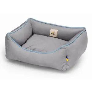 Лежак Petbed Лаккі XS 50x45см h-15см Сірий+кант блакитний