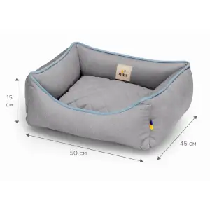 Лежак Petbed Лаккі XS 50x45см h-15см Сірий+кант блакитний