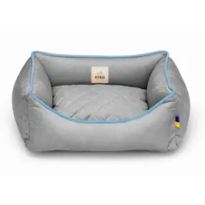 Лежак Petbed Лаккі XS 50x45см h-15см Сірий+кант блакитний