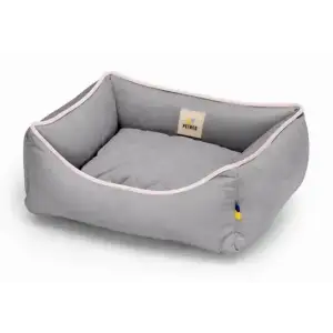 Лежак Petbed Лаккі XS 50x45см h-15см Сірий+кант рожевий
