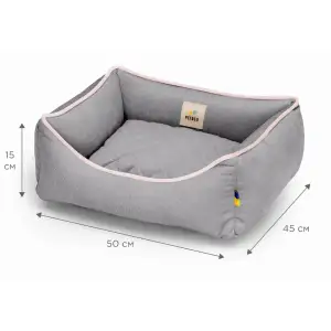 Лежак Petbed Лаккі XS 50x45см h-15см Сірий+кант рожевий