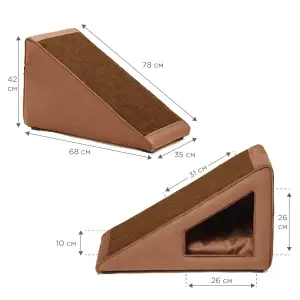 Пандус Petbed с домом и ковром правый 68x35см h-42см Коричневый