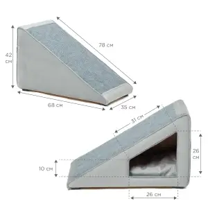 Пандус Petbed с домом и ковром правый 68x35см h-42см Серый