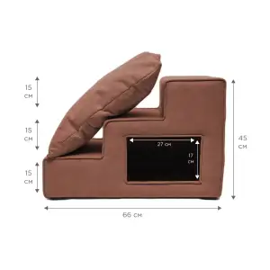 Ступеньки Petbed широкие с домиком правые 66х37см h-45см Коричневый