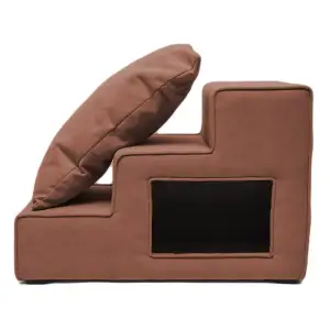 Ступеньки Petbed широкие с домиком правые 66х37см h-45см Коричневый