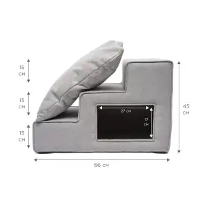 Ступеньки Petbed широкие с домиком правые 66х37см h-45см Серый