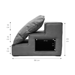Ступеньки Petbed широкие с домиком правые 66х37см h-45см Темно-серый