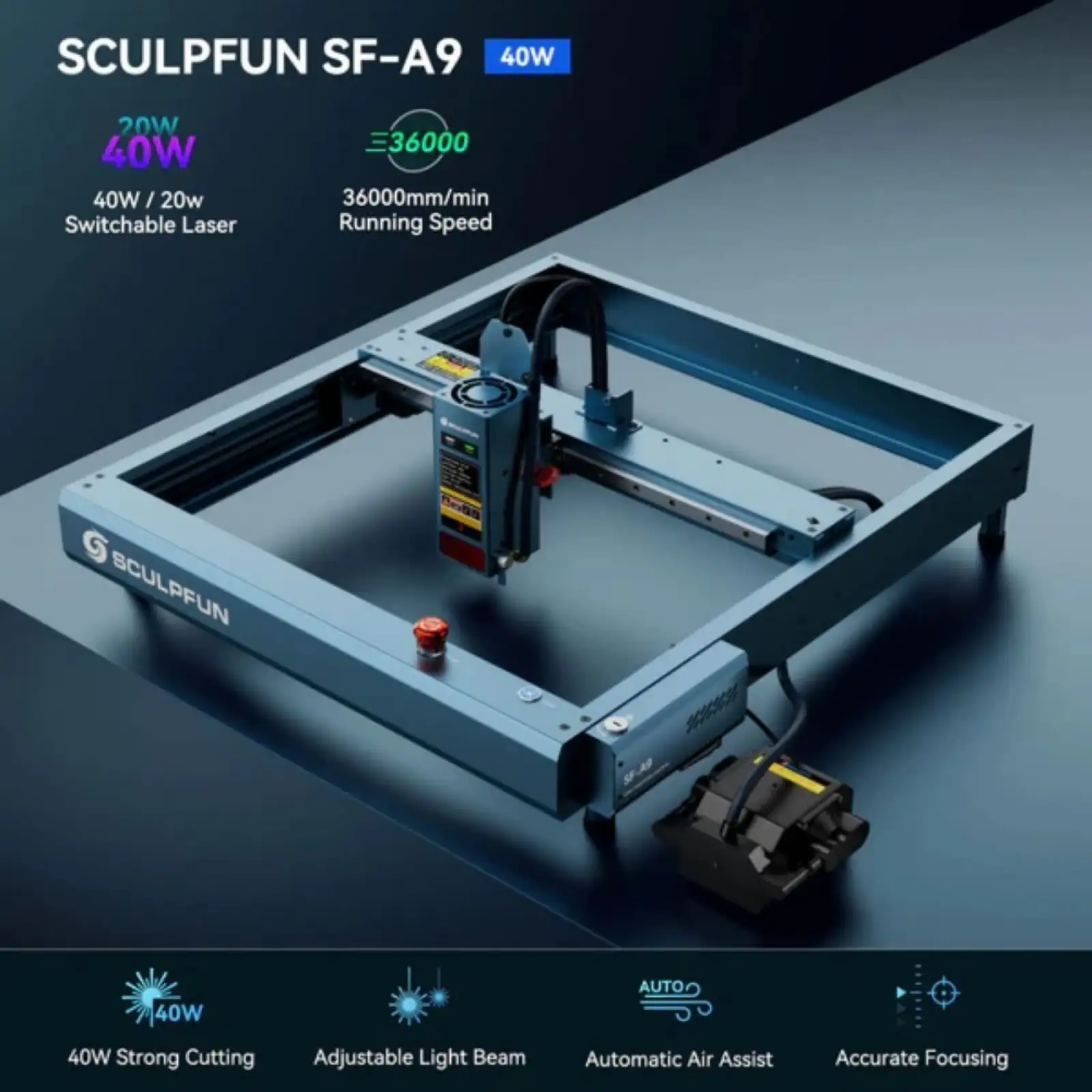 Лазерний гравер Sculpfun SF-A9 40W Air Assist
