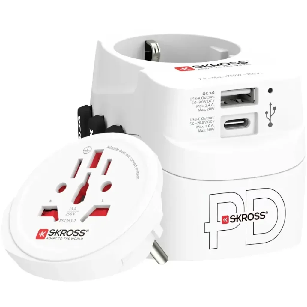 Мережевий перехідник Skross PRO Light USB World AC30PD White (1.302473)