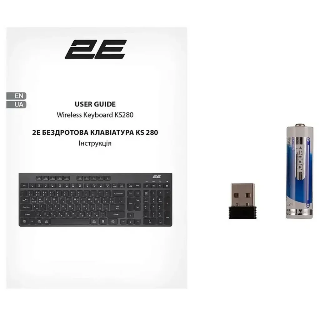 Клавиатура беспроводная 2E KS280 WL BT EN/UKR Black (2E-KS280WBGR_UA) UA
