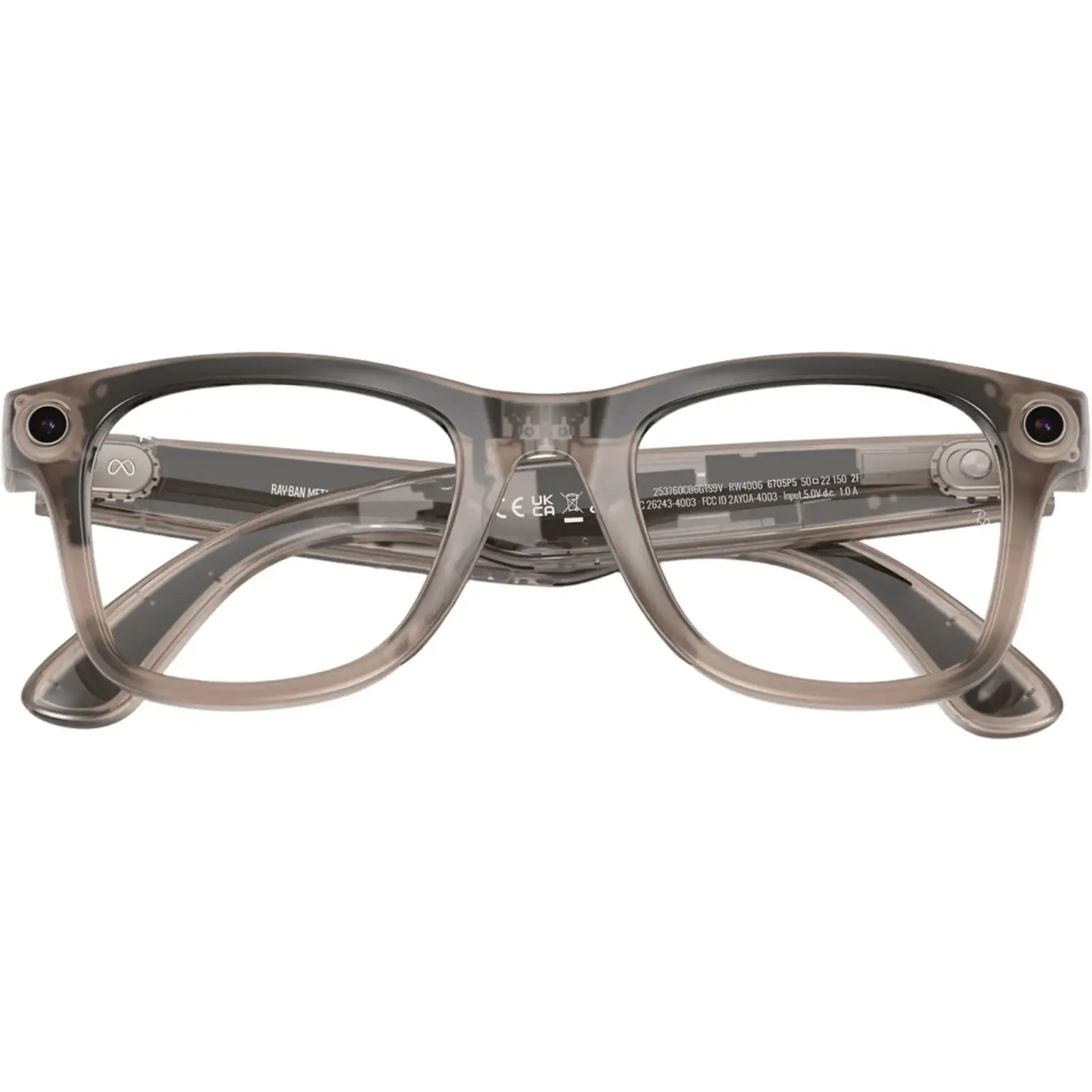 Смарт-окуляри Ray-Ban Meta Wayfarer Shiny Warm Stone Frame Clear/Watermelon Red Transitions Lenses (RW4008 6705P553)