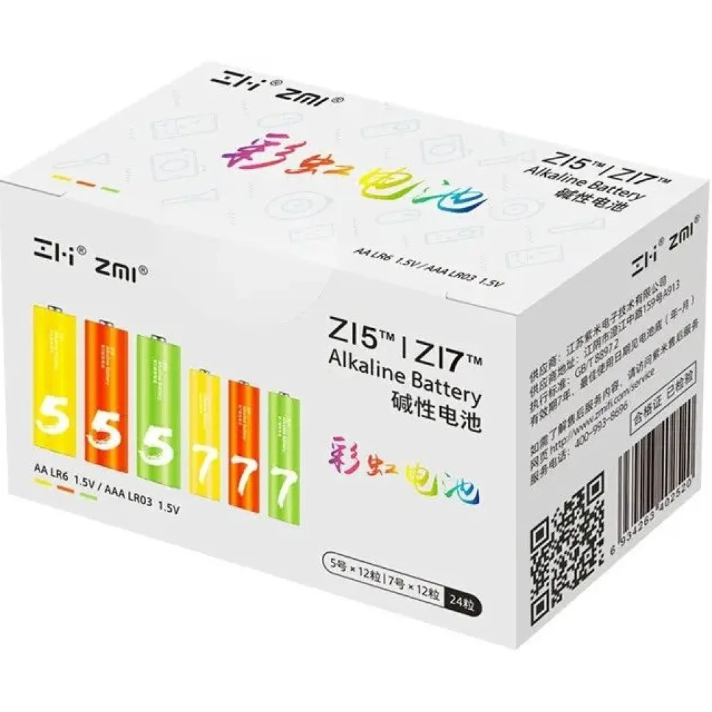 Батарейка Xiaomi ZMI Rainbow AA/AAA Alkaline (LR24) 24шт/бл