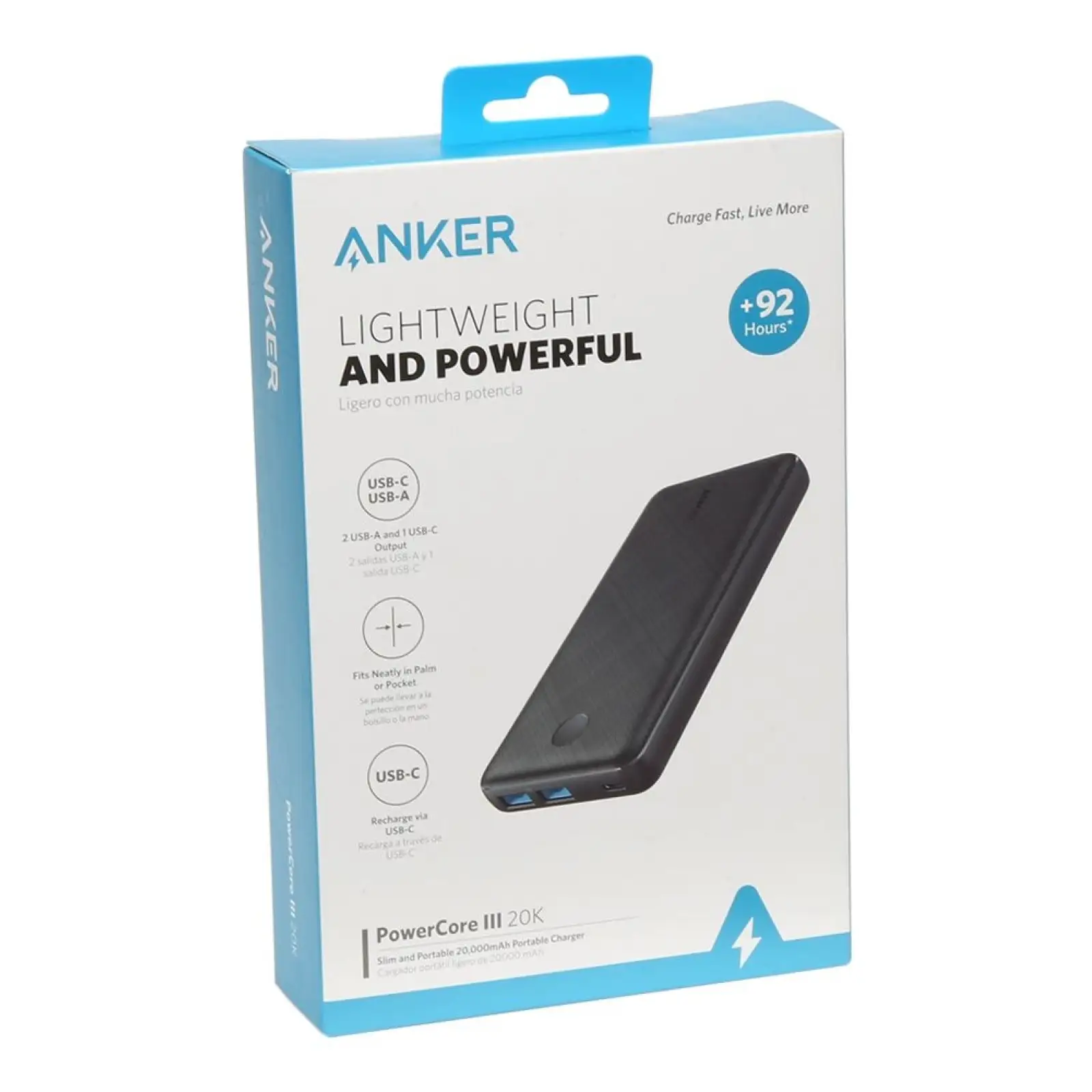 Зовнішній акумулятор Anker 325 Power Bank 20000mAh Black (PowerCore 20K) (A1268)