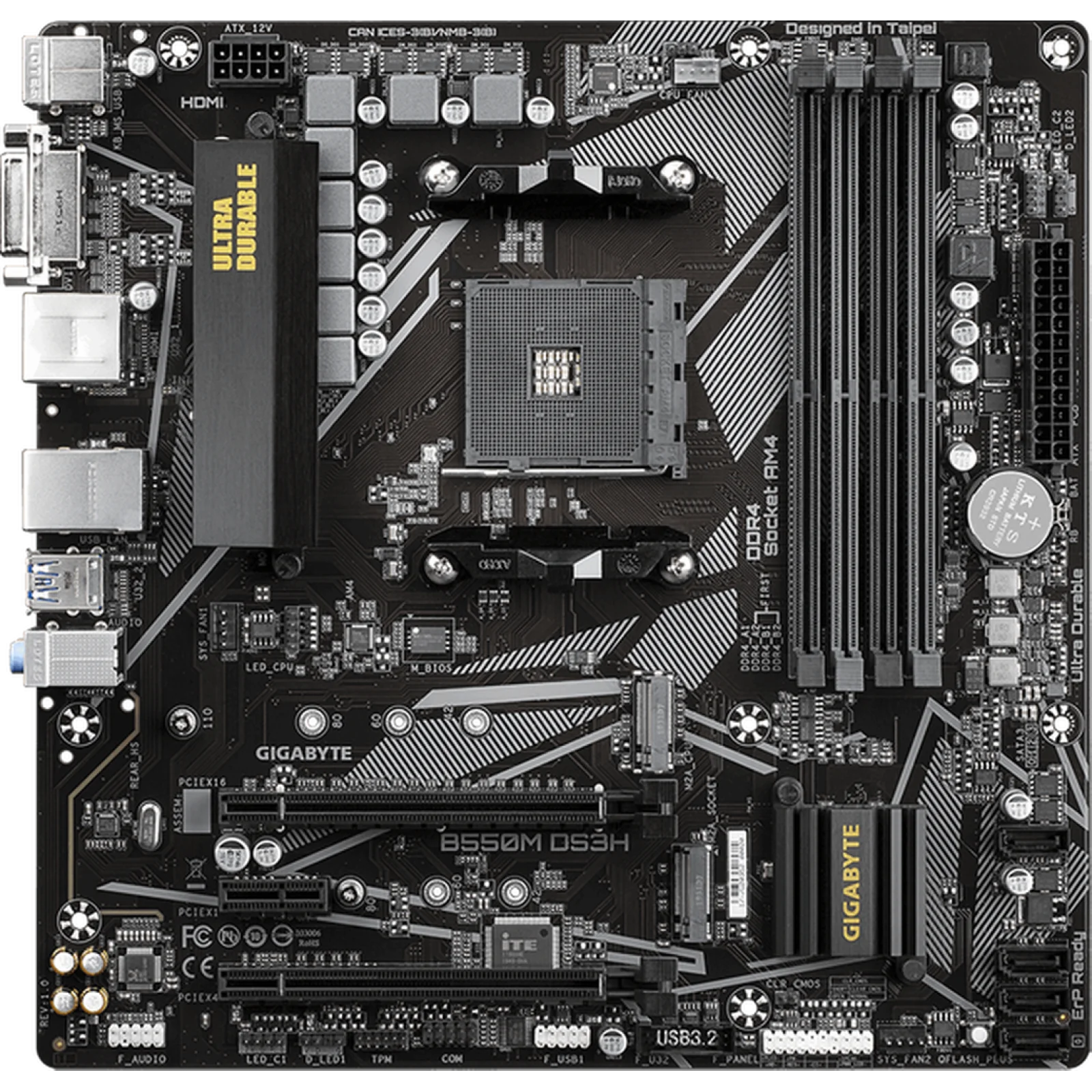Материнська плата GIGABYTE B550M DS3H AC (AM4 B550/rev.1.5) Micro ATX