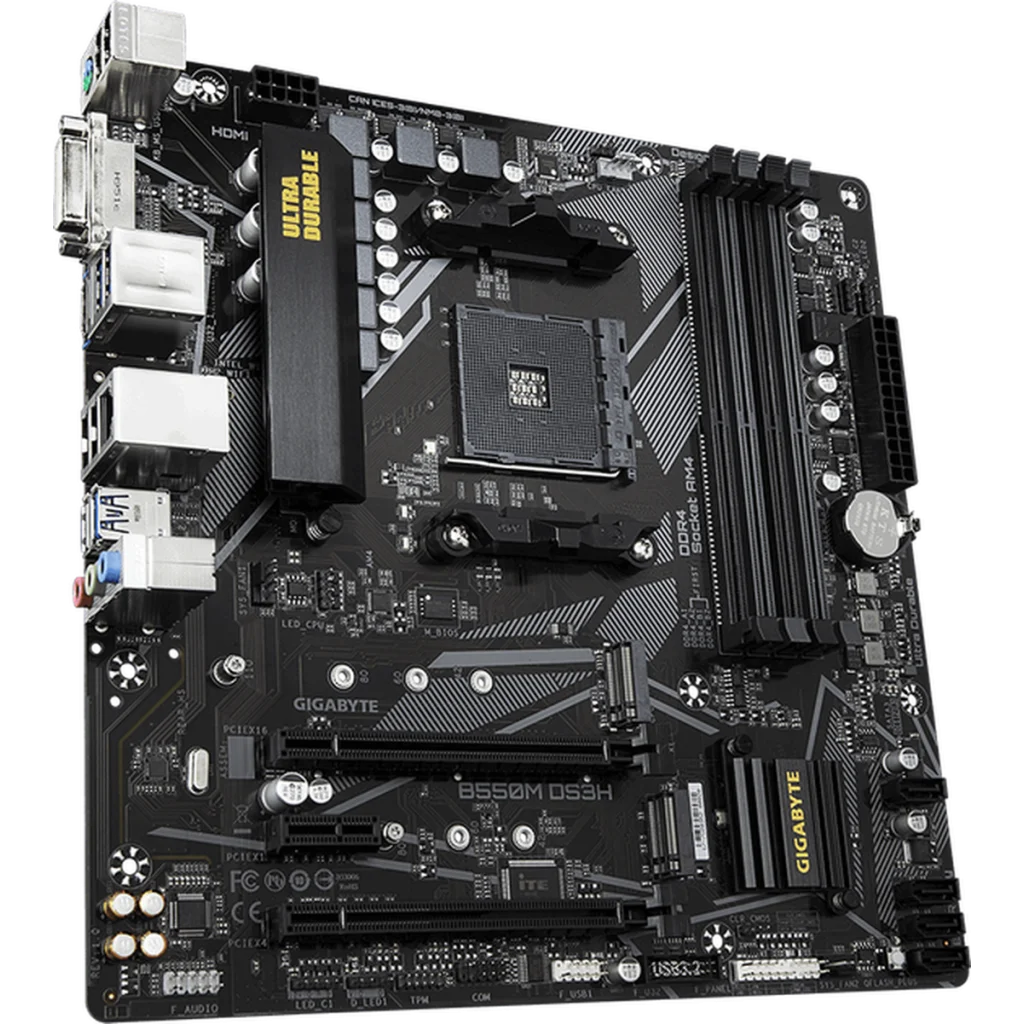 Материнская плата GIGABYTE B550M DS3H AC (AM4 B550/rev.1.5) Micro ATX