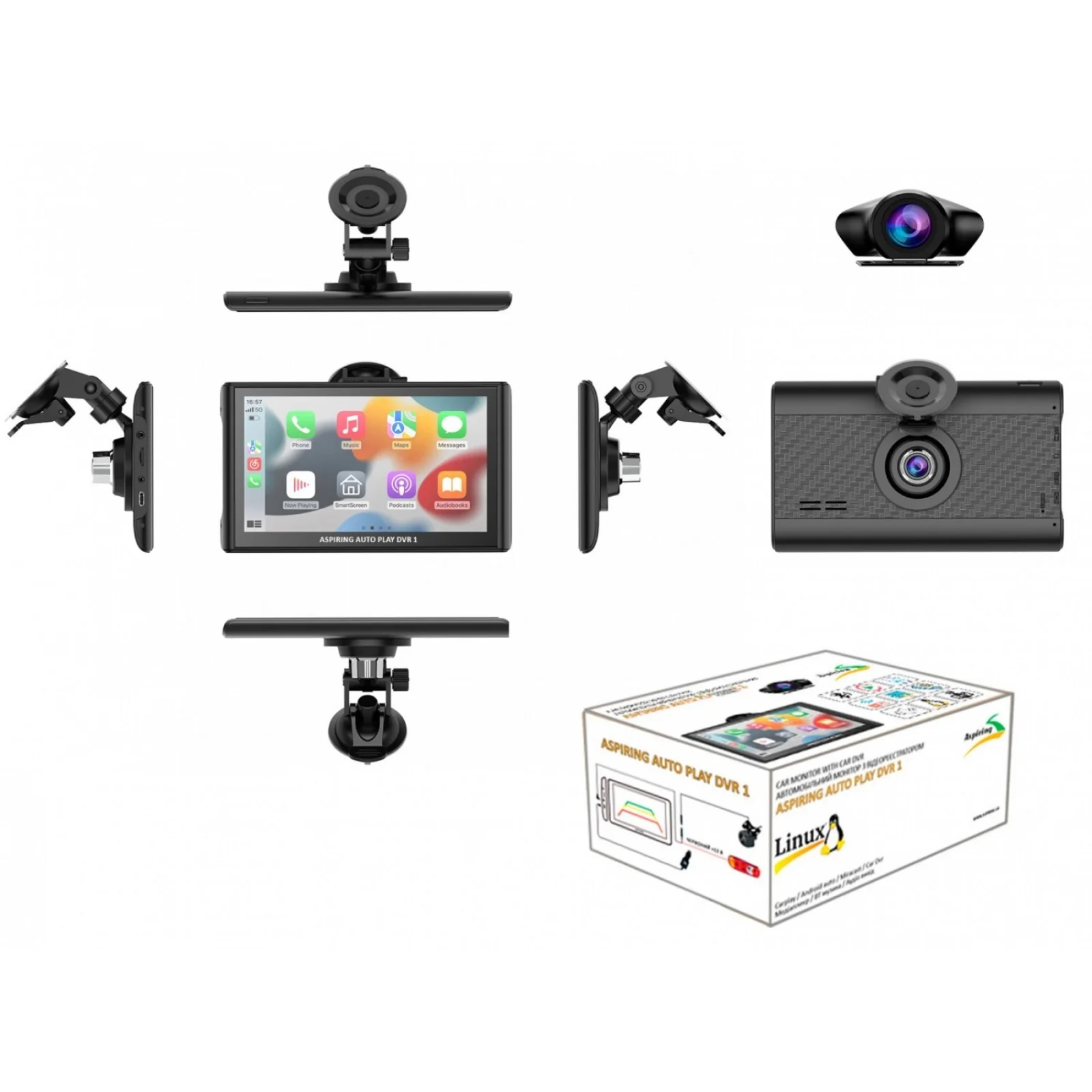 Автомобільний монітор Aspiring Auto Play DVR 1, Magnet, CarPlay, Android Auto UA