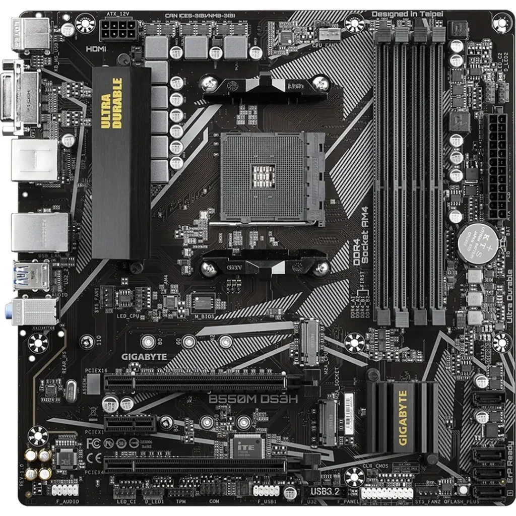 Материнська плата GigaByte B550M DS3H s-AM4 B550