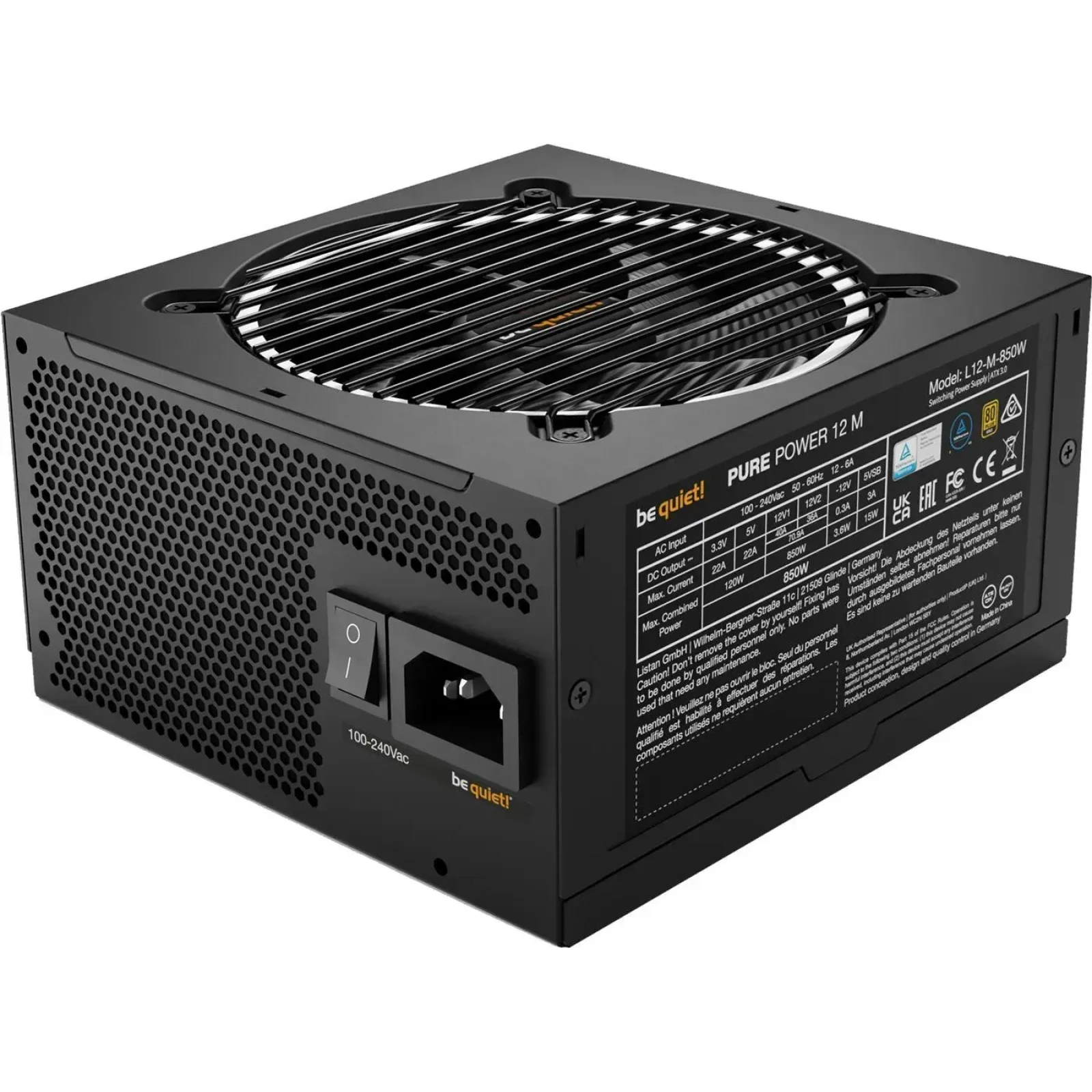 Блок питания be quiet! Pure Power 12 M 850W (BN344)