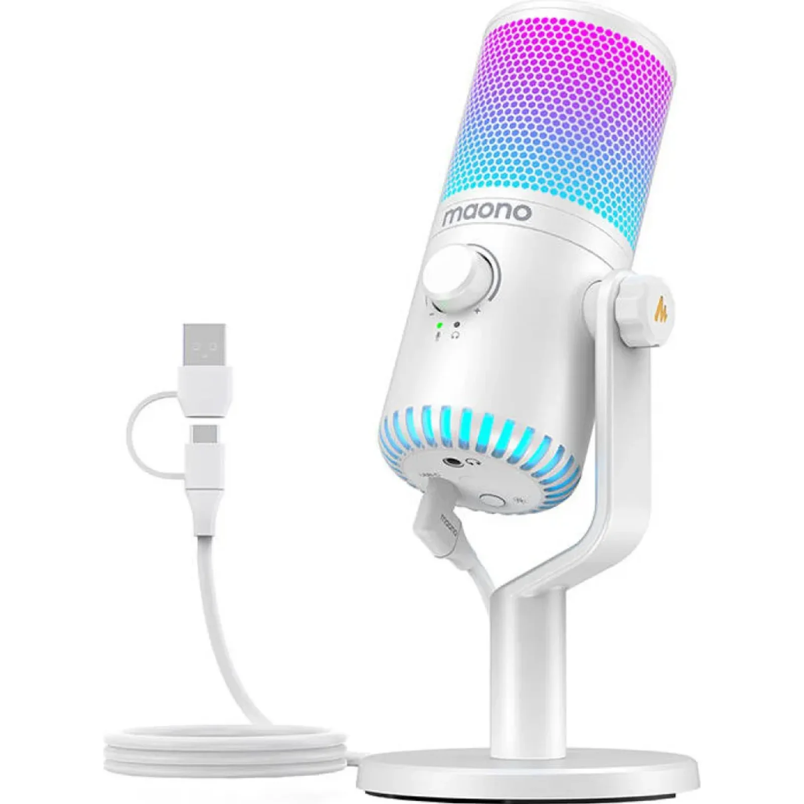 Мікрофон для ПК MAONO White (DM30RGBWH)