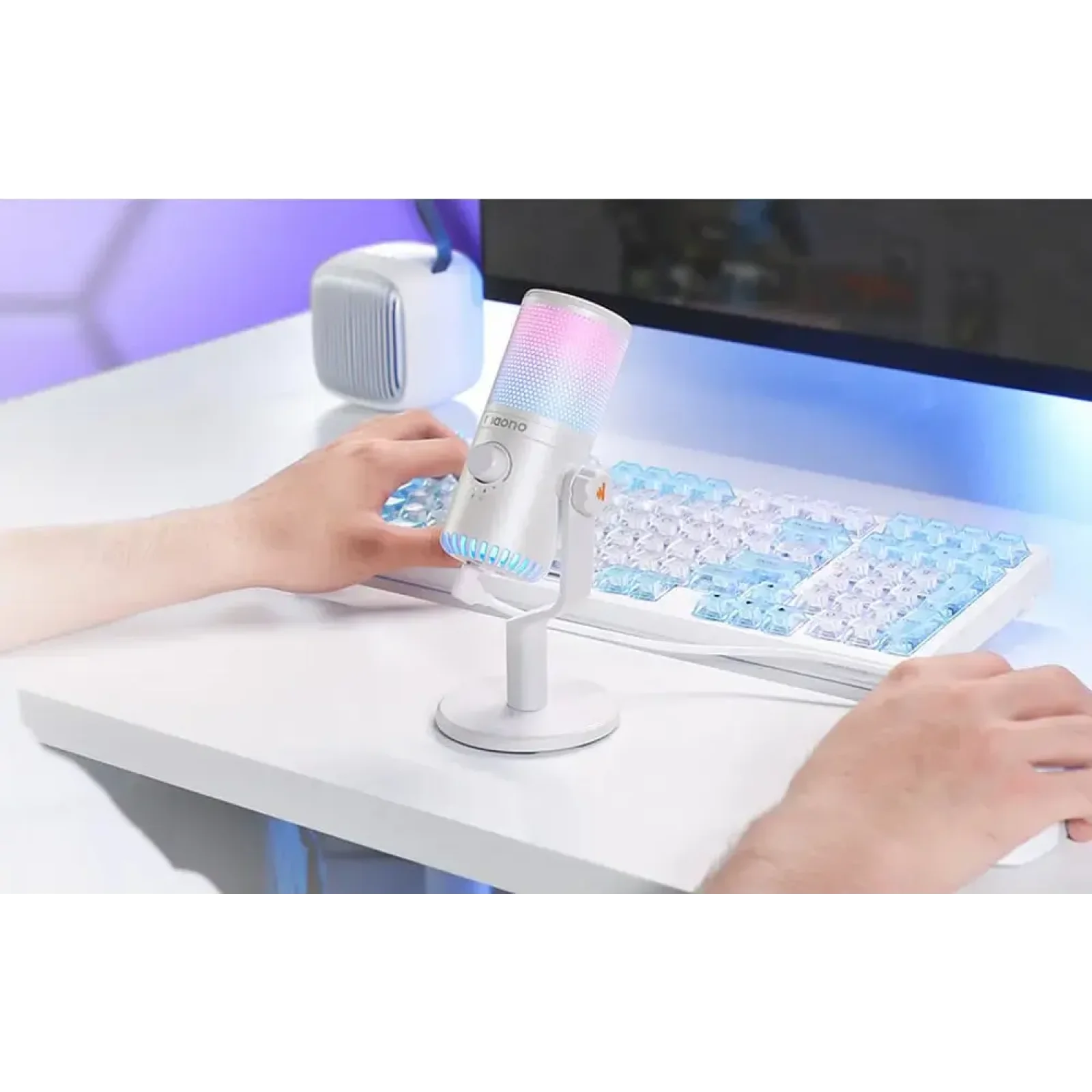 Мікрофон для ПК MAONO White (DM30RGBWH)