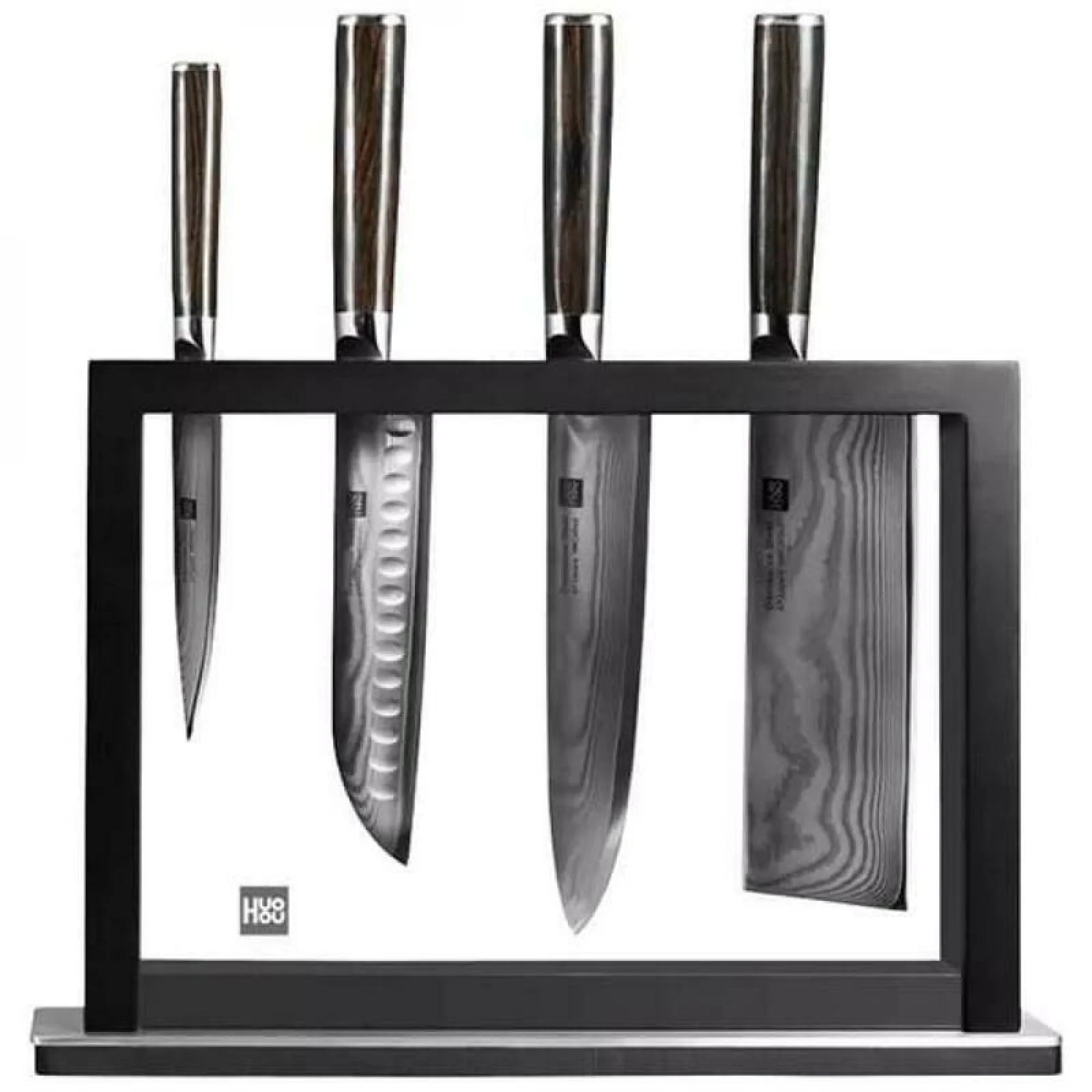 Набір ножів Xiaomi HuoHou Damascus Kitchen Knife Set 4шт.+ підставка (HU0073)