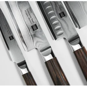 Набір ножів Xiaomi HuoHou Damascus Kitchen Knife Set 4шт.+ підставка (HU0073)