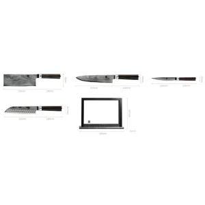 Набір ножів Xiaomi HuoHou Damascus Kitchen Knife Set 4шт.+ підставка (HU0073)