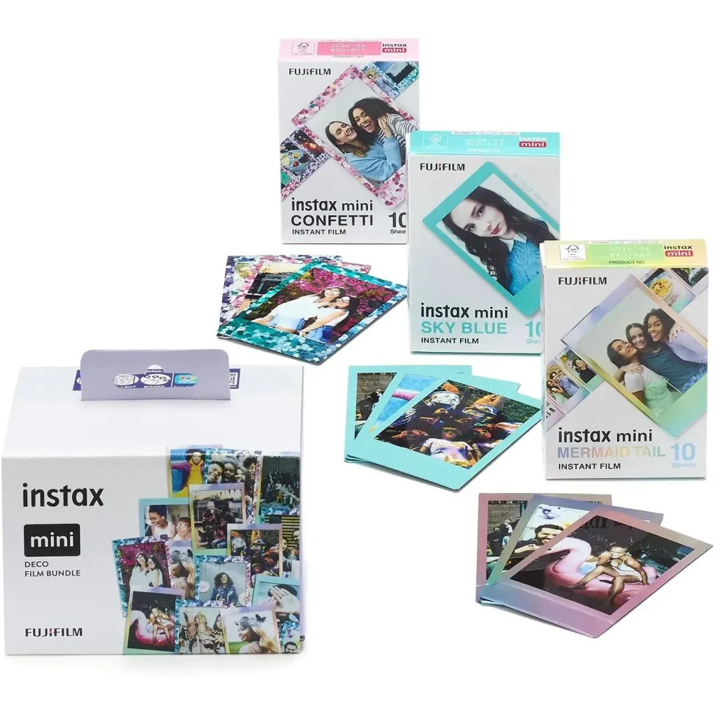 Фотобумага Fujifilm Instax Mini Deco Film Bundle (30шт) – 3 картриджа по 10 листов Confetti, Blue, Mermaid
