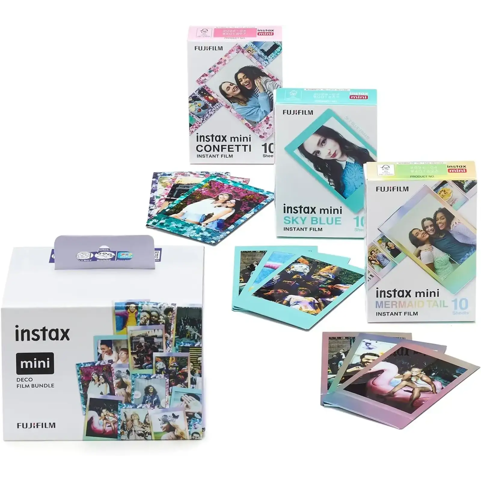 Фотопапір Fujifilm Instax Mini Deco Film Bundle (30шт) - 3 картриджа по 10 аркушів Confetti, Blue, Mermaid