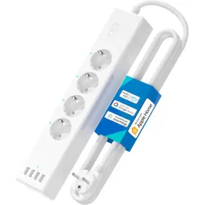 Удлинитель Meross Smart Wi-Fi Surge Protector (4 розетки + 4 USB) 1.8m White (MSS425FHK) UA