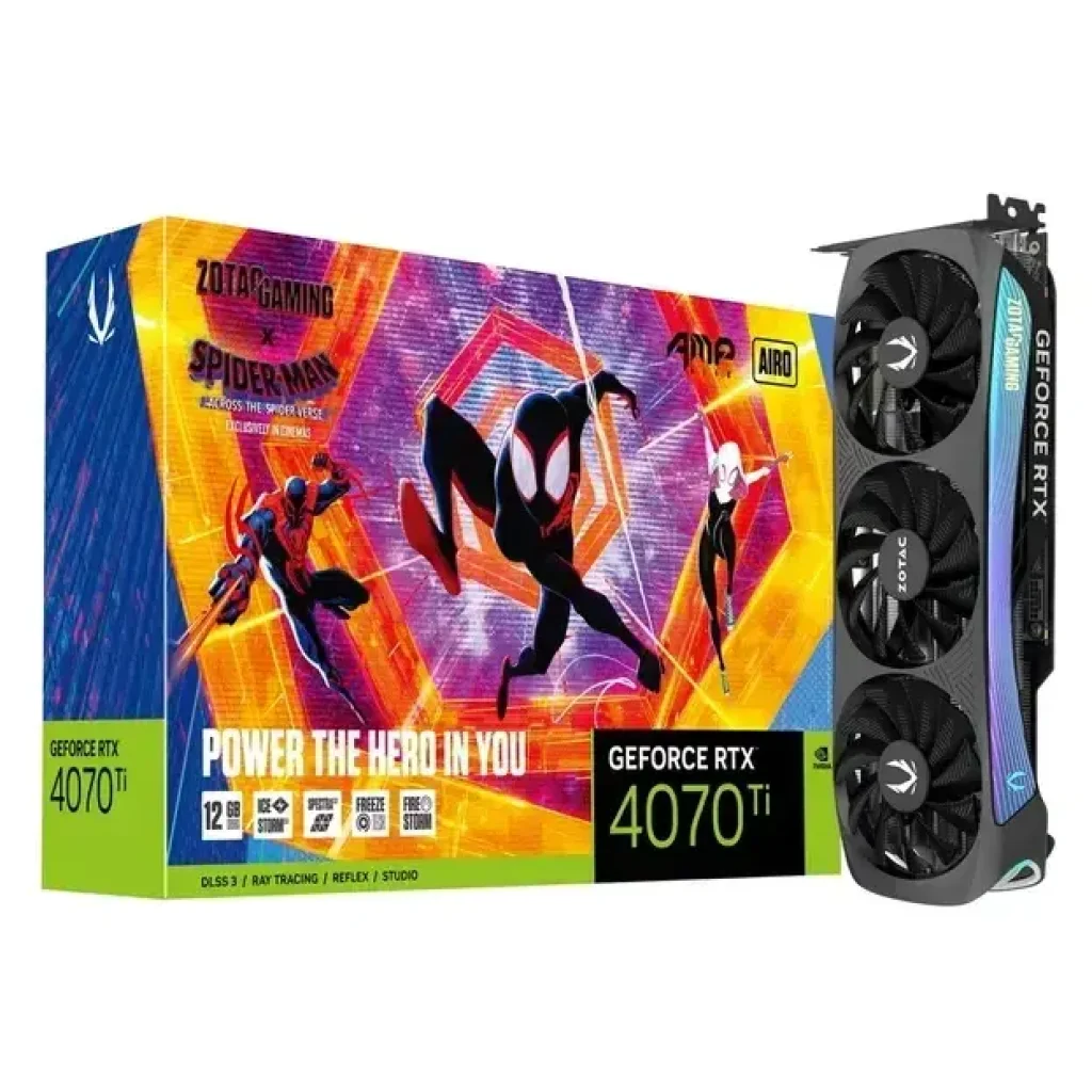 Видеокарта Zotac GAMING GeForce RTX 4070 Ti AMP AIRO SPIDER-MAN: Across the Spider-Verse Bundle (ZT-D40710F-10SMP)
