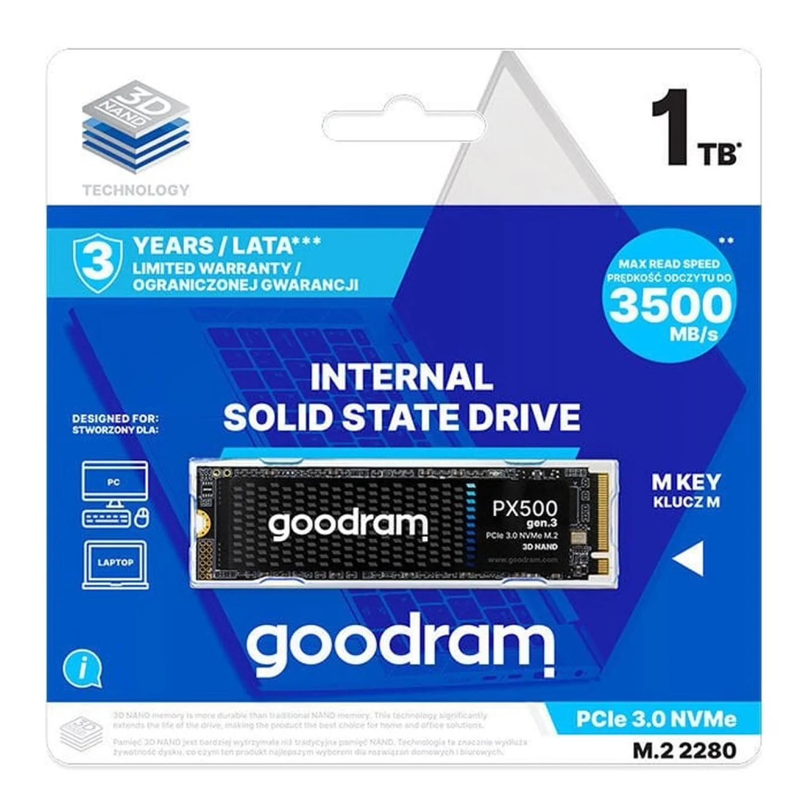 SSD внутренние GOODRAM PX500 M.2 2280 PCIe Gen.3 1 TB (SSDPR-PX500-01T-80-G3) UA