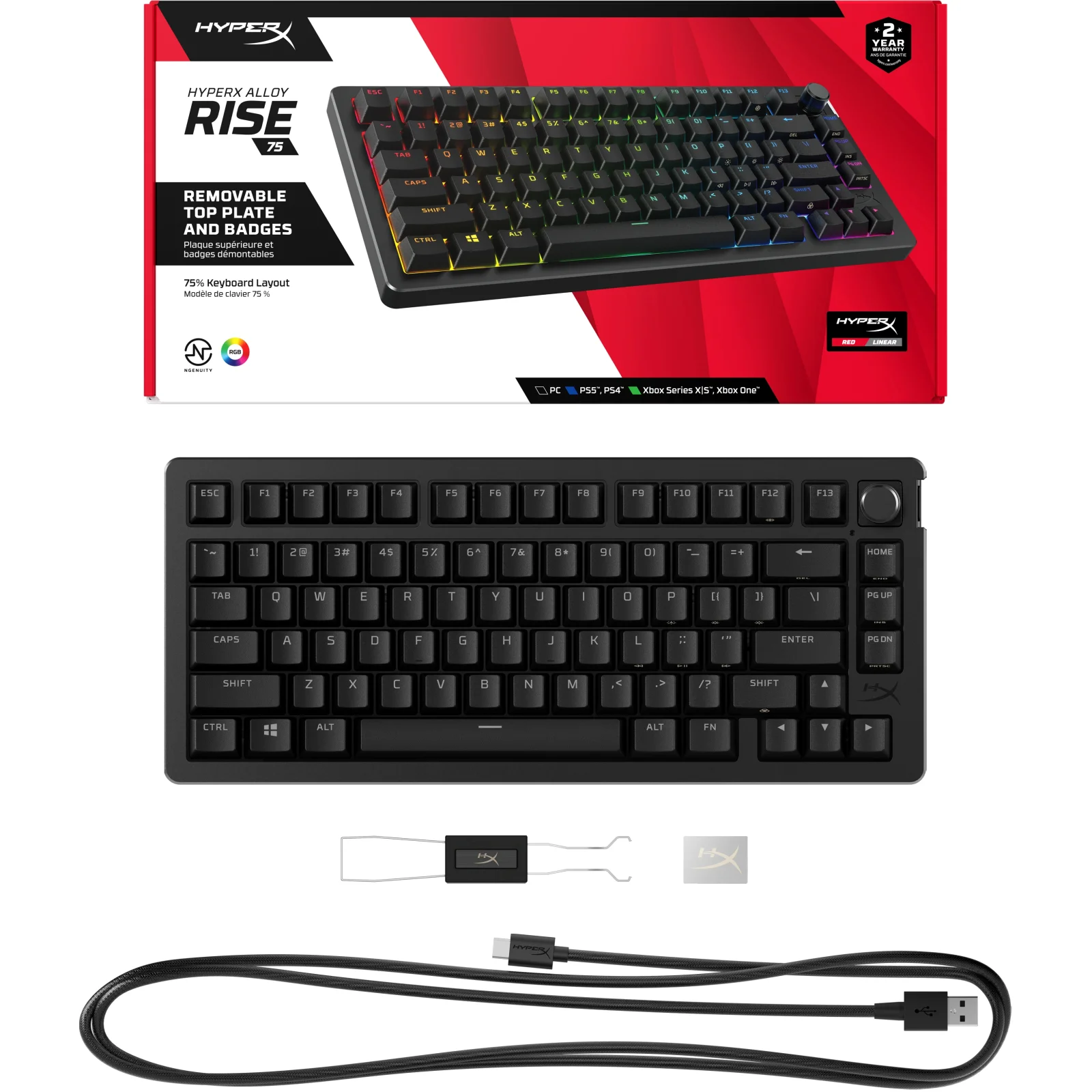 Клавіатура механічна HyperX Alloy Rise 75 PBT HX Red USB Black (7G7A4AA) UA