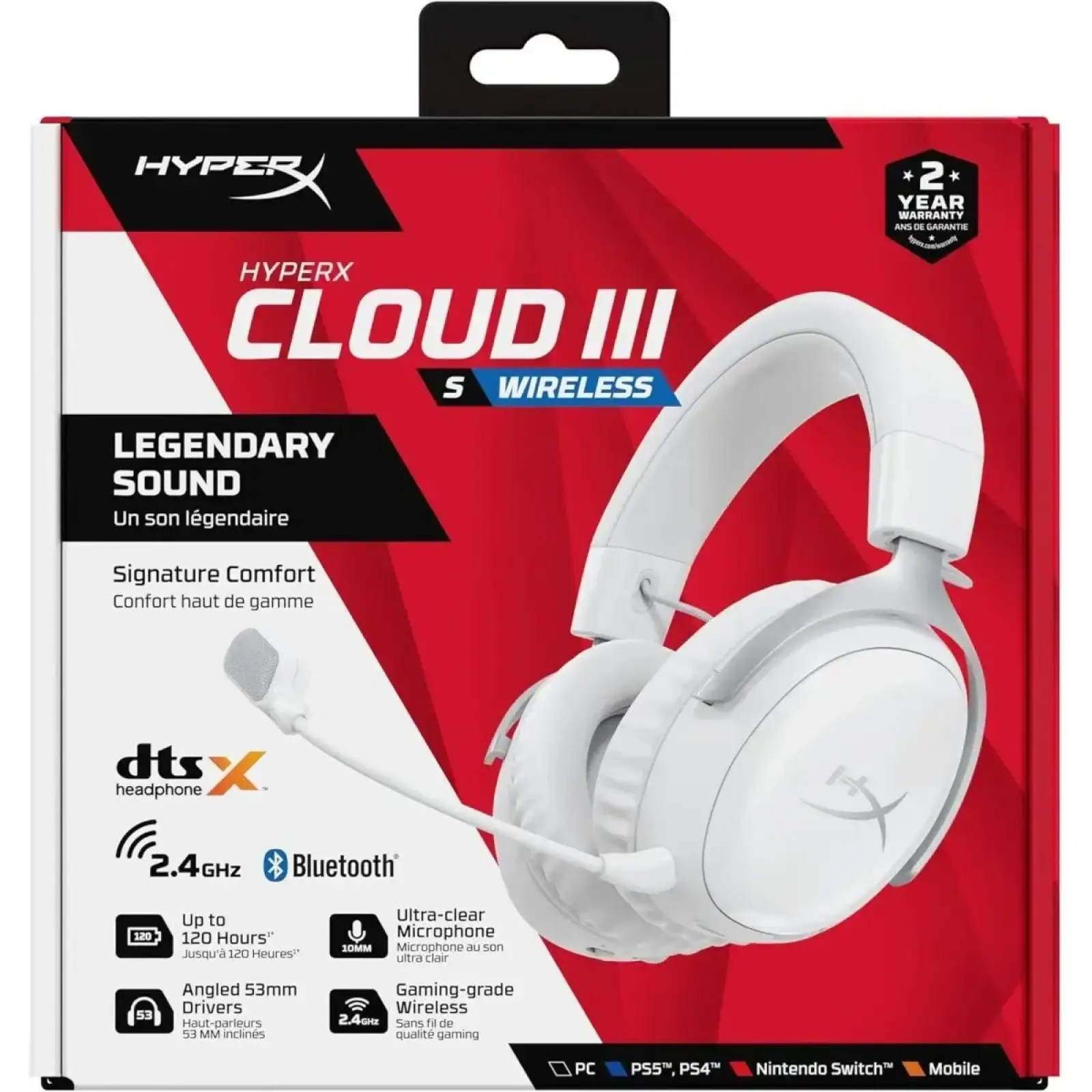 Гарнiтура HyperX Cloud III S Wireless White (AX6G1AA)