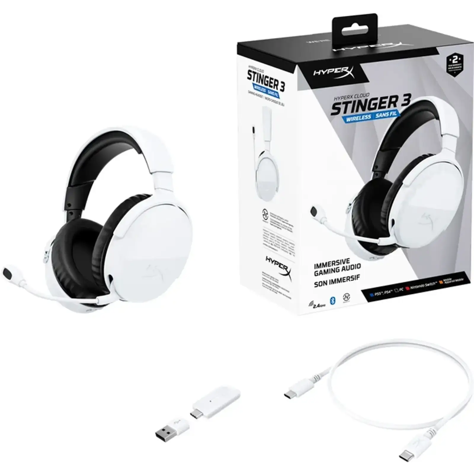 Гарнітура ігрова HyperX Cloud Stinger 3 Wireless White (BS1T9AA) UA