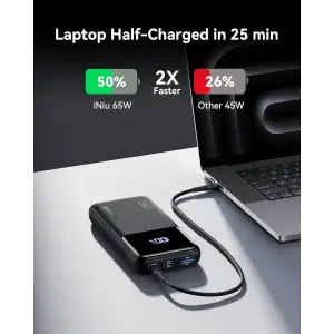Зовнішній акумулятор INIU 65W 20000mAh Black Laptop Power Bank (BI-B62)