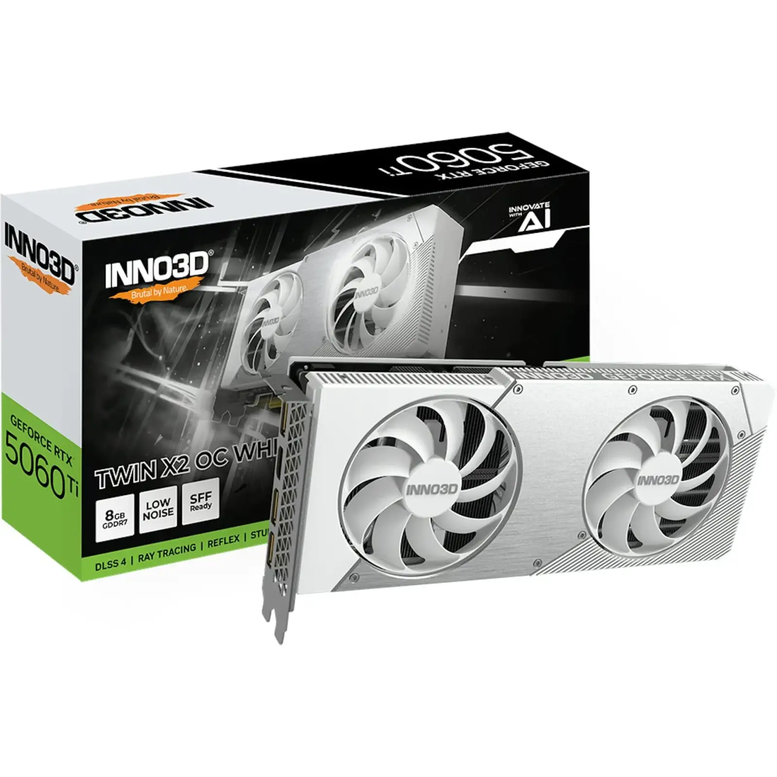Відеокарта INNO3D GeForce RTX5060 Ti 8GB TWIN X2 OC WHITE (N506T2-08D7X-193075W) UA