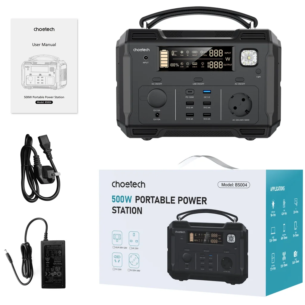 Зарядна станція Choetech Portable Power Station 500W (BS004) (BS004-EU-BK) UA