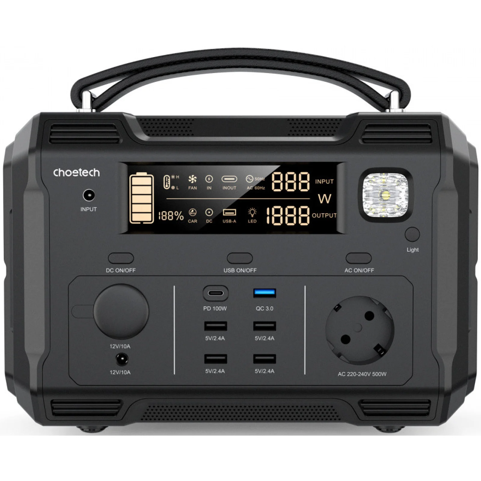 Зарядна станція Choetech Portable Power Station 500W (BS004) (BS004-EU-BK) UA