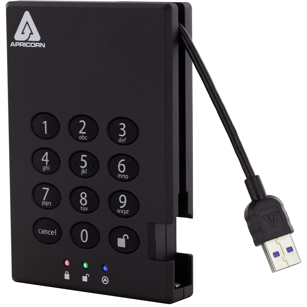 SSD накопичувач зовнішній Apricorn 1TB Aegis Padlock USB 3.0 256-bit AES XTS (A25-3PL256-1000)