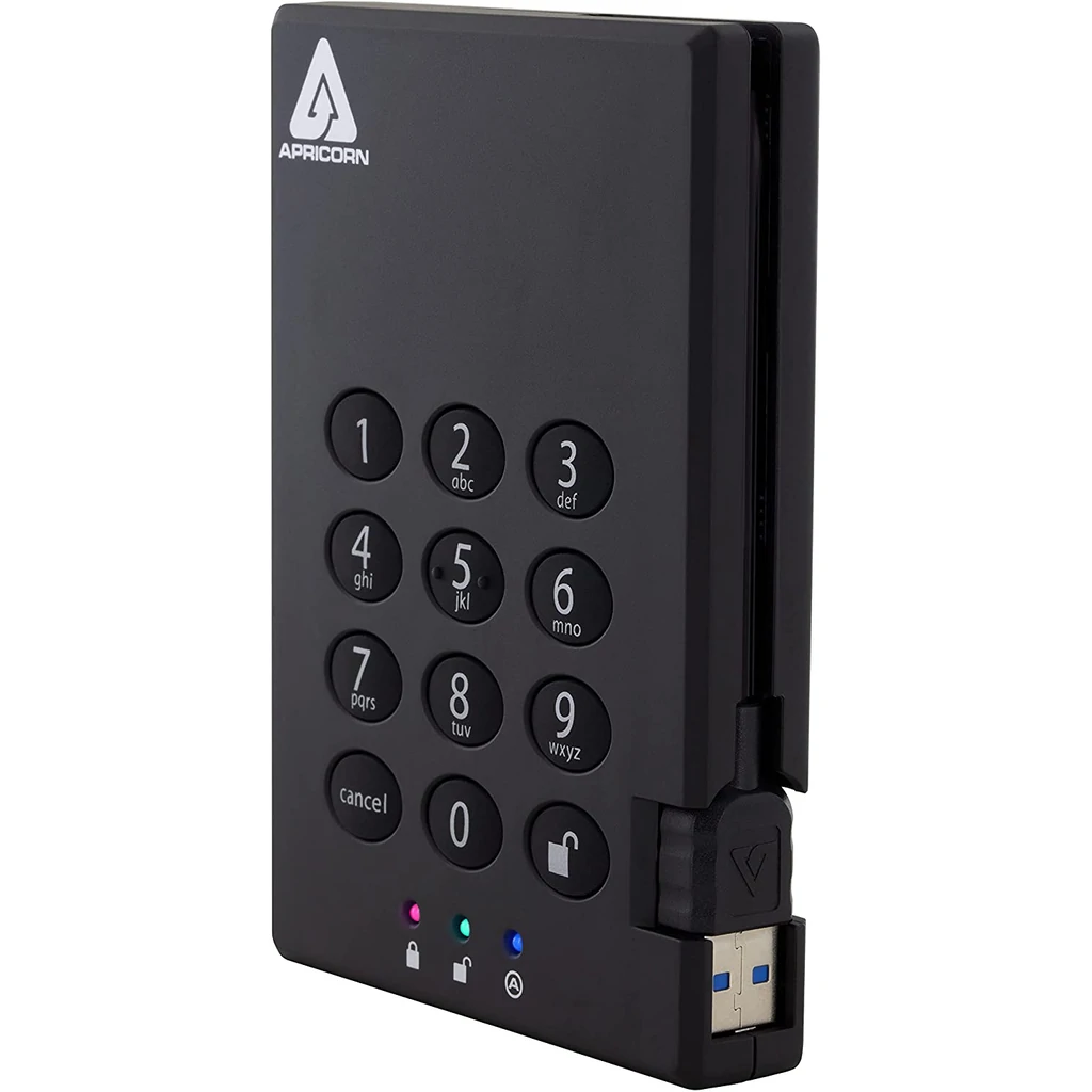 SSD накопичувач зовнішній Apricorn 1TB Aegis Padlock USB 3.0 256-bit AES XTS (A25-3PL256-1000)