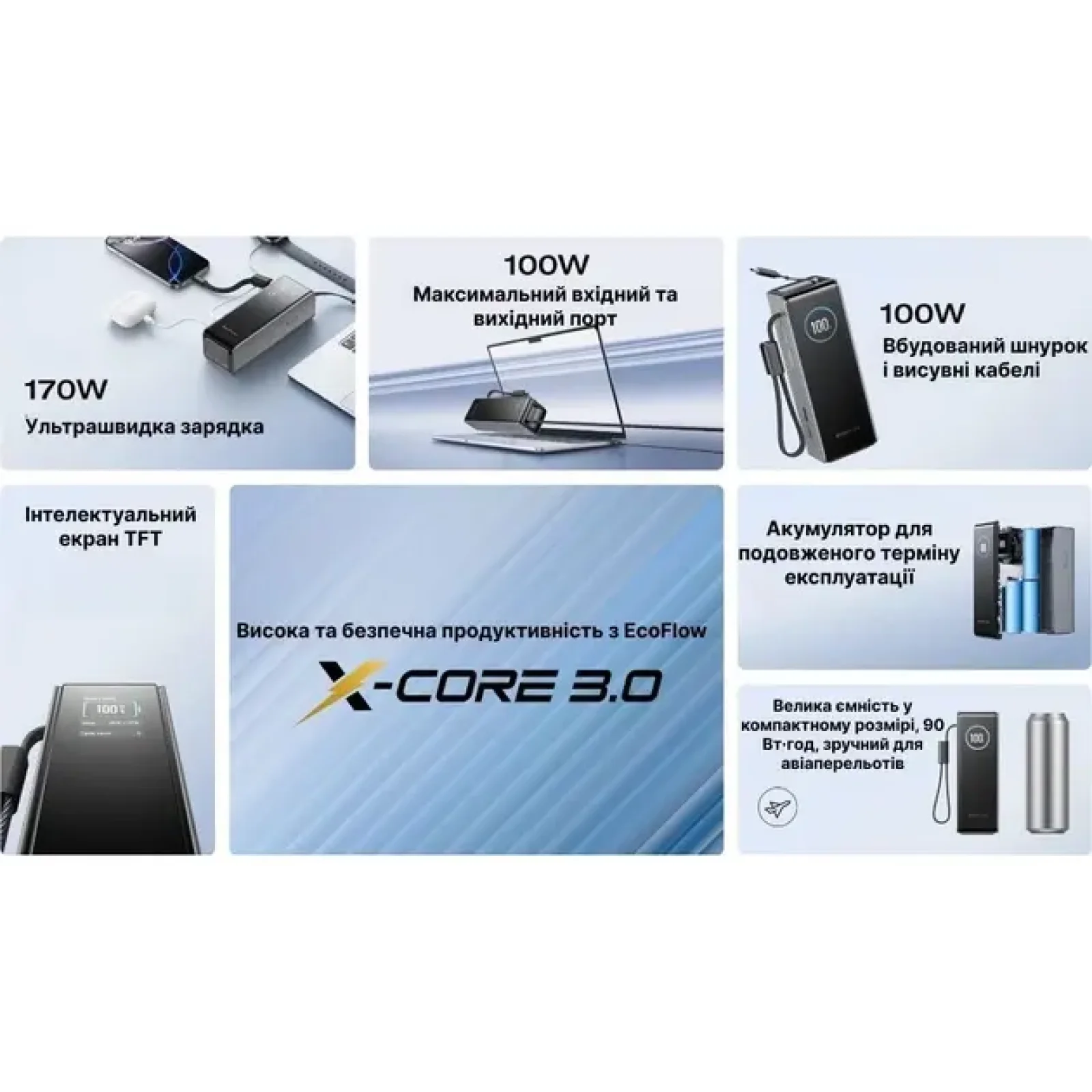 Зовнішній акумулятор EcoFlow RAPID Power Bank 25000mAh Black (EF-RAPID25K100W-B-EU)